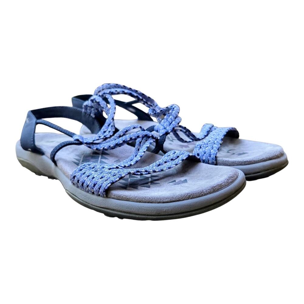 Skechers Reggae Slim Sandals Womens US 9 Blue Gray Memory Foam Slip On Strappy